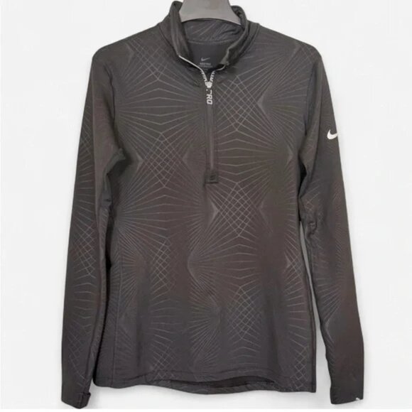 Nike Pro Hyperwarm Black Patterned Half-Zip Pullover Size XL - Picture 1 of 7